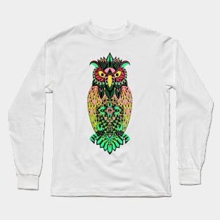 dr owl ecopop in mexican tribal totonac green safari art wallpaper Long Sleeve T-Shirt